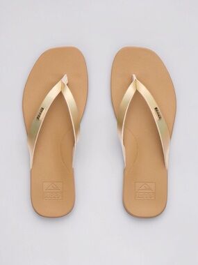 Reef Women's Cushion Court Flip Flops Iridescent Gold Sandals Size 9